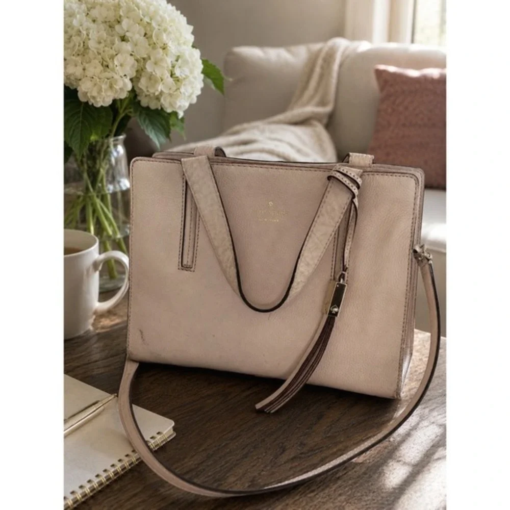Kate Spade Dominique Bag Blush Pink Pebbled Leather Crossbody Designer Luxury